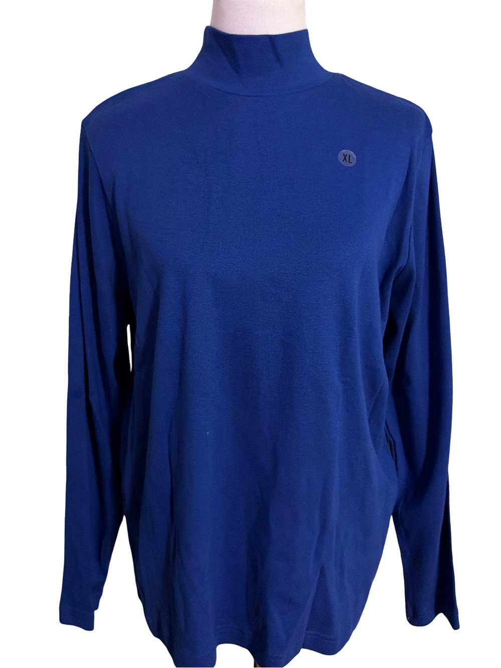 Kim Rogers Royal Blue Mock Neck Long Sleeve Top